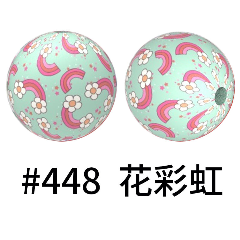 Wholesale 50pcs 16mm Colorful Silicone Water Transfer Beads Print Silicone Beads